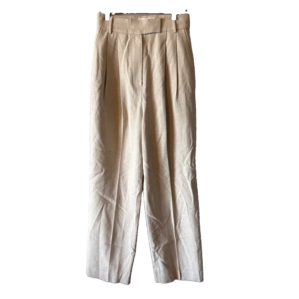 The Frankie Shop Men's Beige Pleated Career Linen Blend Suit Pants Size Small